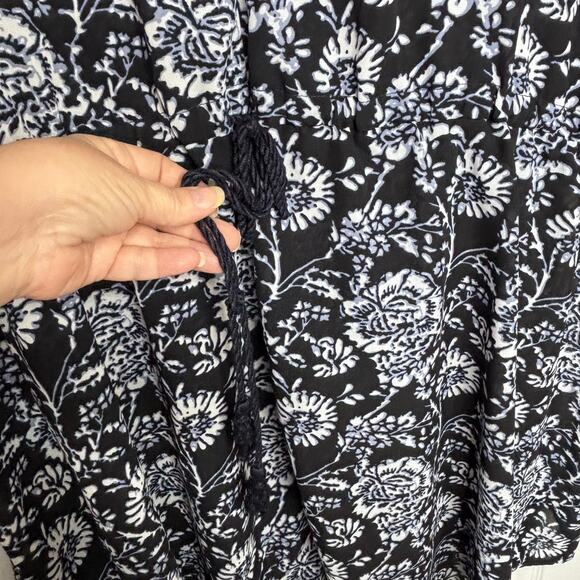 Ellos Wms 1X Blue Floral Dress Tie Waist Beach Resortwear Vacation Swim Cover Up - Picture 5 of 8